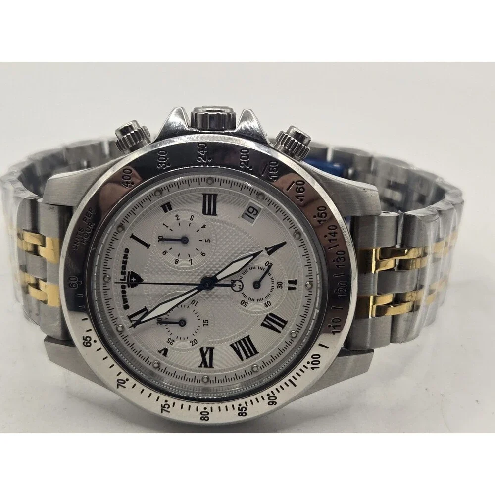 Swiss Legend Chronograph Quartz Men's Watch. New Two Tone Stainless Steel Band.